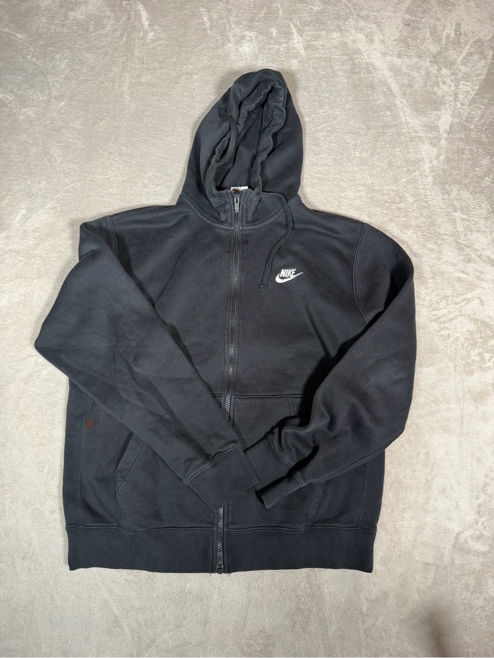 Nike Black Full-Zip Hooded Sweatshirt with White Swoosh Logo